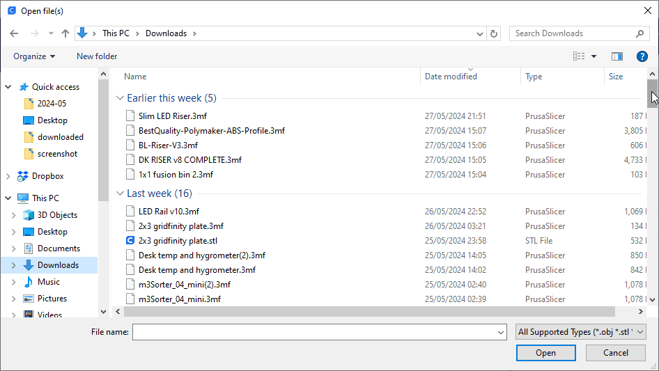 Ultimaker Cura 7 downloadsfolder