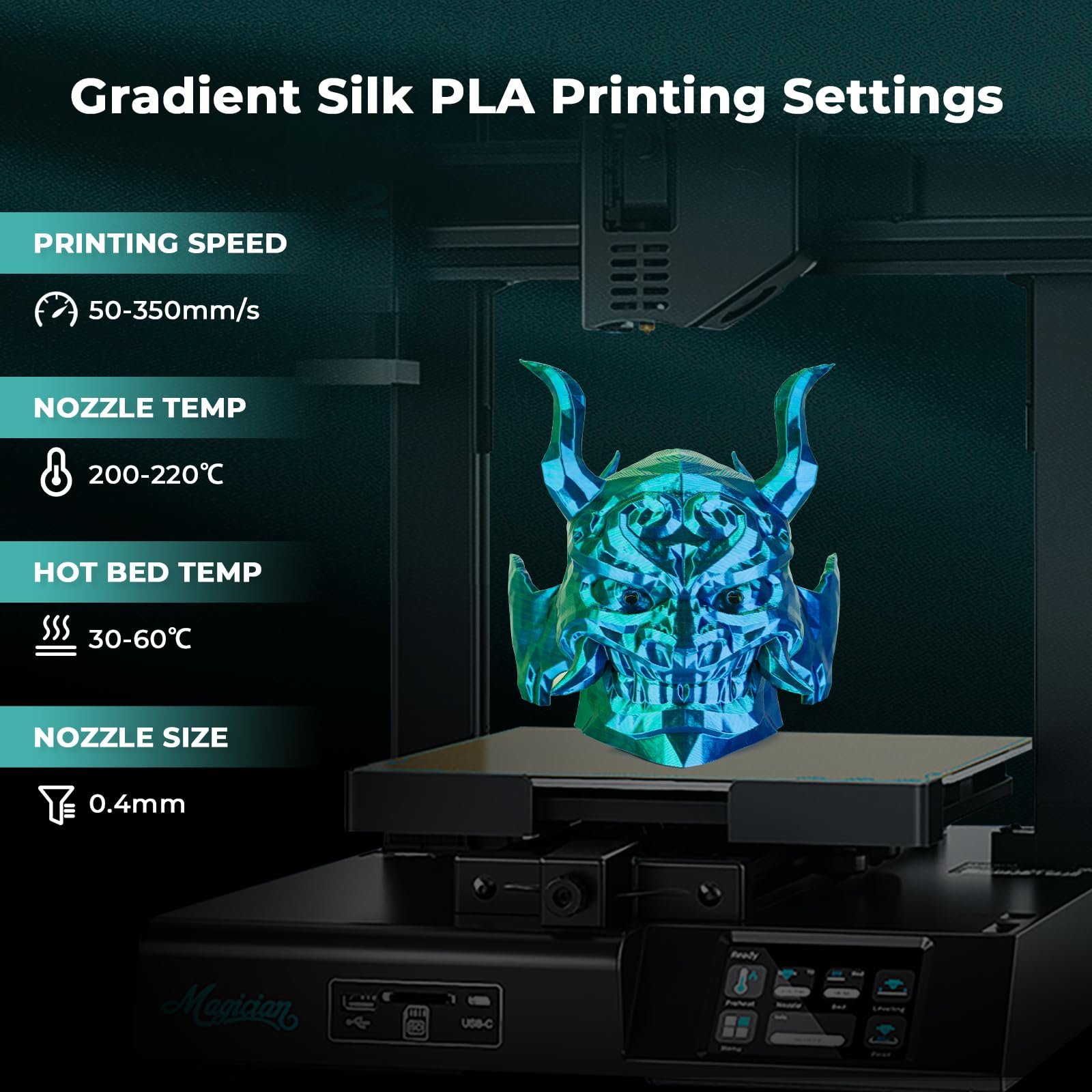 AMOLEN 3D Printer Filament Bundle, PLA Filament 1.75mm, Dual Color Filament, Silk Red Gold, Silk Red Green, Silk Red Blue, Silk Blue Green, 3D Printing Filament 200gX 4 Spools