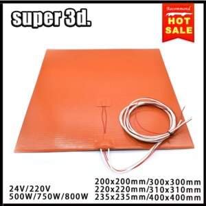 Silicone Heated Bed Heating Pad Waterproof 220/300/310/235/400MM 24V/220V for 3D Printer Ender3 cr10 Parts Hot Bed