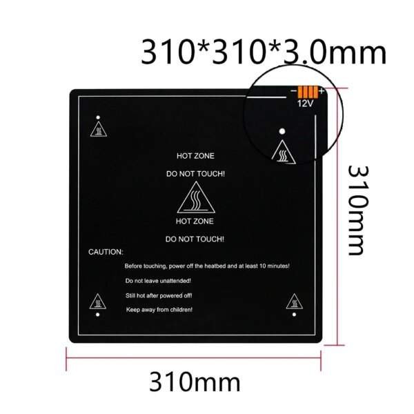 310*310*3.0mm 3D Printer Parts MK3 Hotbed Latest Aluminum Heated Bed Support 24V For Creality  CR10 DIY