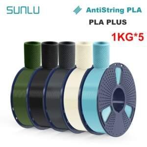 SUNLU 5KG PLA Plus/Clear/AntiString PLA Filament 1.75mm 1kg Spool (2.2lbs) Neatly Wound Filament Fit Most FDM Printer