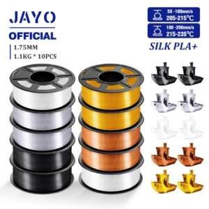 JAYO 10Rolls SILK PLA+ 3D Filament 1.75mm SILK PLA Rainbow  Filament for FDM 3D Printer SILK Dual & Triple 3D Printing Materials