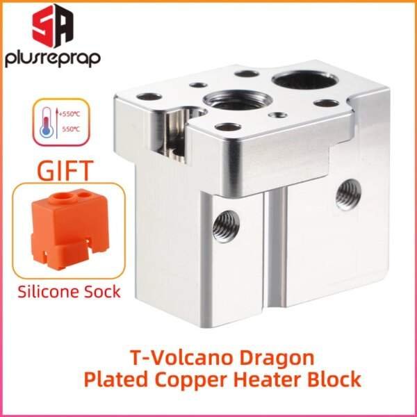High Quality T-Volcano Plated Copper Heater Block Compatible With Drag-on V6 Hotend 3D Printer Accessories