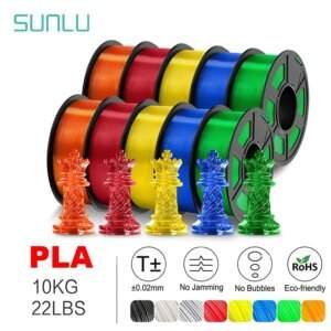 SUNLU 10Roll PLA Rainbow/WOOD/Marble/Carbon Fiber Filament 1.75mm 1kg Spool (2.2lbs) Neatly Wound Filament Fit Most FDM Printer