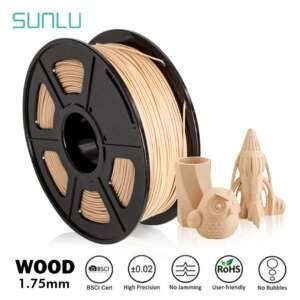 SUNLU WOOD 3D Filament 1.75MM 1KG/2.2LBS Wood Fiber Realistic Colors Non-Toxic Eco-Friendly Minimal Wraping Ornament