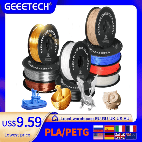 High-Quality Geeetech 3D Printer Filament PLA & PETG - 1kg, 1.75mm, Tangle-Free, Black & White Options