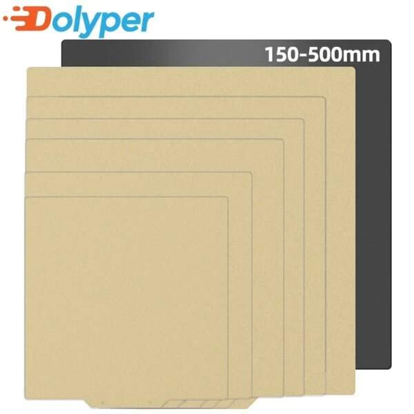 A set of drafting templates in various sizes, featuring six transparent yellow plastic sheets and one black sheet, labelled with a dimension range of 150-500mm, arranged in a stack.