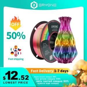 Eryone New Rainbow PLA Filament Multicolor Perfect Spooled 1.75mm 1KG Texture For 3d Printer High Quality Fast Shipping