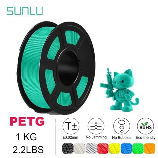 SUNLU 1Roll PETG/PETG Clear Filament 1.75 ±0.02mm 1kg Spool (2.2lbs) High Toughness Neatly Wound Filament Fit Most FDM Printer