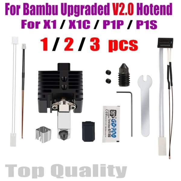 Hotend Kit For bambu lab X1 X1C P1P P1S hotend Upgrade 2.0 Version Hotend CHT Nozzle For Bambulab Hotend P1P Thermistor