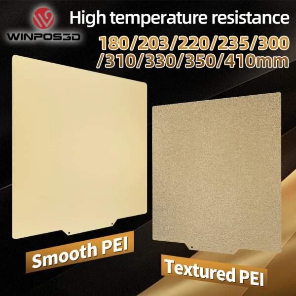 PEI Spring Steel Sheet 210/290/300/310/350/410mm Double Side Build Plate+PEI/PEO/PET/PEY without Magnetic Base for 3D Printers