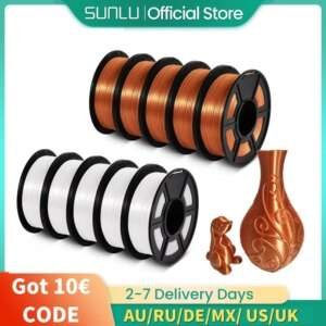 SUNLU PLA+ SILK 3D Filaments 10KG 1KG/roll 3D Consumables 1.75mm Diameter Tolerance +/-0.02mm 50 times tougher than PLA