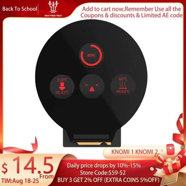 BIGTREETECH KNOMI V2.0 | 1.28-Inch Circular Screen for 3D Printers | Klipper & Voron Compatible