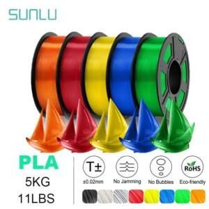 SUNLU 5Roll PLA Rainbow/WOOD/Marble/Carbon Fiber Filament 1.75mm 1kg Spool (2.2lbs) Neatly Wound Filament Fit Most FDM Printer