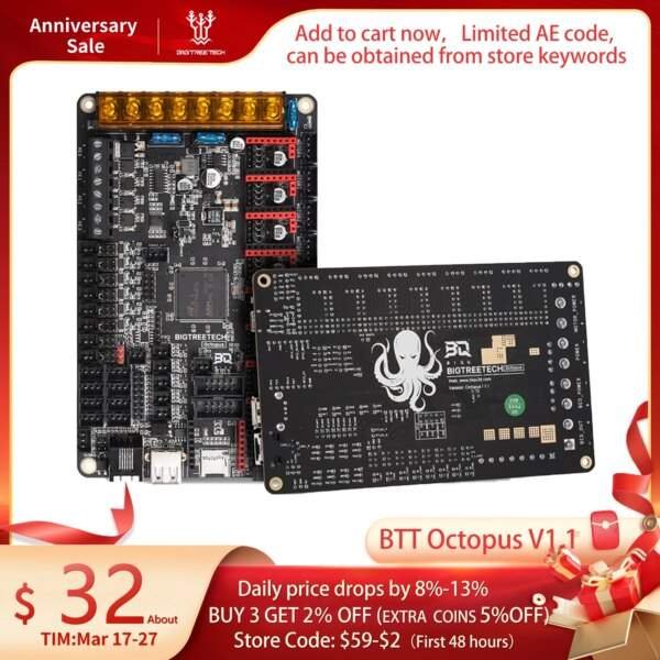 BIGTREETECH Octopus V1.1 BTT Motherboard 3D Printer Parts vs Spider V2.2 TMC5160 TMC2209 Ender 3 V2 Pro For Voron 2.4 Kits