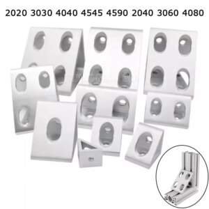 4Pcs Silver Aluminum Right Angle Triangle Connector Brackets for 2020/3030/4040/4545/4590/2040/3060/4080 Profiles - Durable Triangle Block